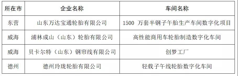 2021年山東省數(shù)字化車(chē)間名單