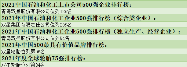 青島雙星輪胎工業(yè)有限公司怎么樣？2021年排名匯總