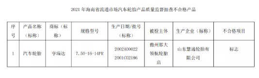山東一輪胎企業(yè)產(chǎn)品不合格 山東一輪胎企業(yè)產(chǎn)品不合格