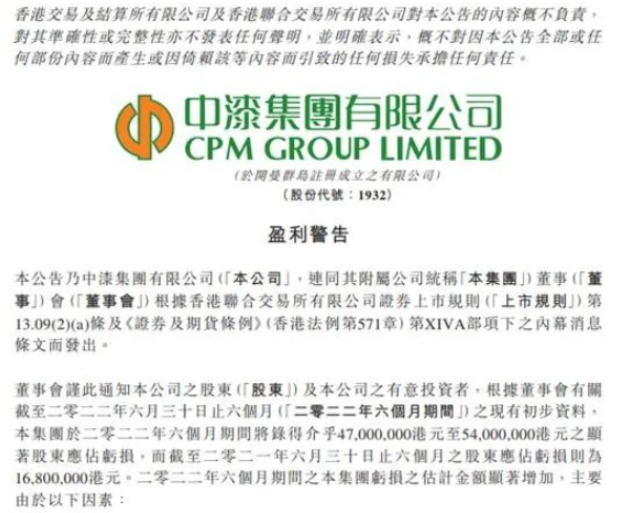 虧損翻番，中漆集團(tuán)預(yù)計(jì)年中虧損超4000萬