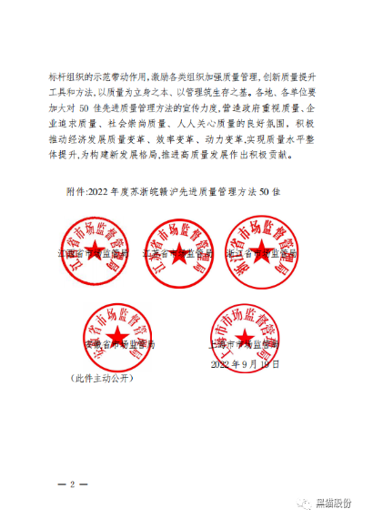 根據(jù)贛市質(zhì)監(jiān)函[2022]7號(hào)文件通知，黑貓股份質(zhì)量管理成果典型案例之《BIQS精專化鏈塊管理模式》榮獲2022年度蘇浙皖贛滬先進(jìn)質(zhì)量管理方法50佳，省局將編印成冊(cè)在各有關(guān)企業(yè)進(jìn)行宣傳推廣。