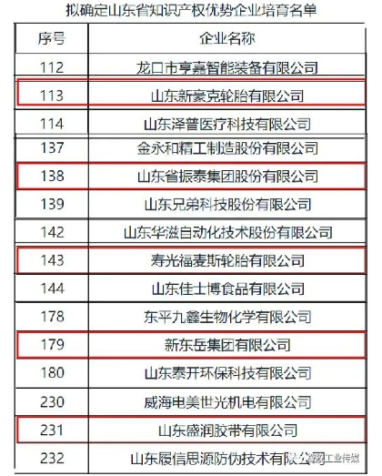山東振泰、新豪克、福麥斯等，入選山東省知識(shí)產(chǎn)權(quán)優(yōu)勢(shì)企業(yè)培育名單