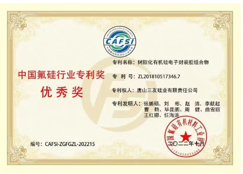 三友硅業(yè)兩項(xiàng)專利榮獲中國(guó)氟硅行業(yè)專利優(yōu)秀獎(jiǎng)！
