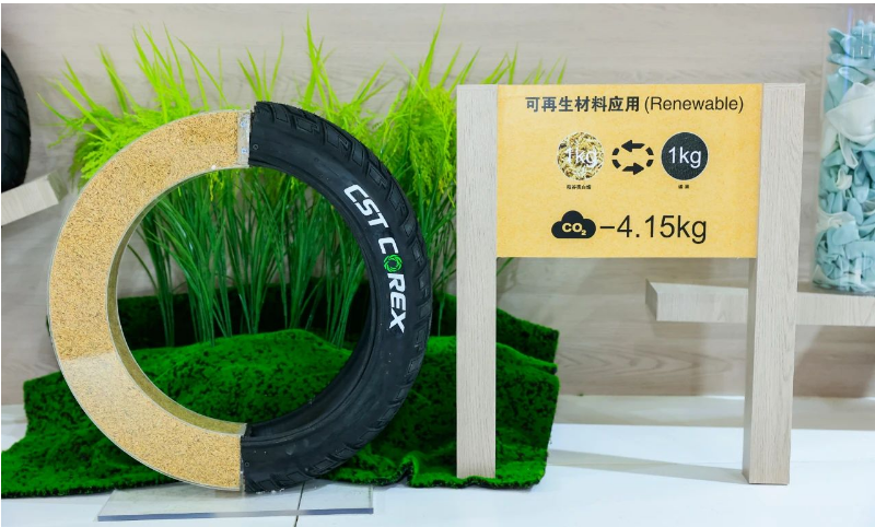 為適應(yīng)電動助力車市場的需求，正新將ESG永續(xù)材料技術(shù)應(yīng)用到了適配E-MOPED的輪胎產(chǎn)品CST COREX中，使得輪胎更輕量化、更環(huán)保。該產(chǎn)品采用輕量化60TPI膚邊胎體設(shè)計，使輪胎重量減輕15%，每條輪胎可減少0.72KG的CO2排放，同時輪胎的滾動阻力降低10%以上。采用稻谷殼白煙配方，每條輪胎可減少1.07KG CO2排放。