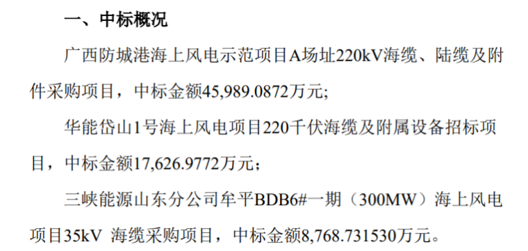 東方電纜成功中標多個海上風電項目，市場地位再度鞏固