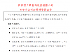 凱立新材子公司投3.5億建氫化丁腈橡膠項目