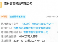 輪胎公司1.63億股權(quán)被凍結(jié)